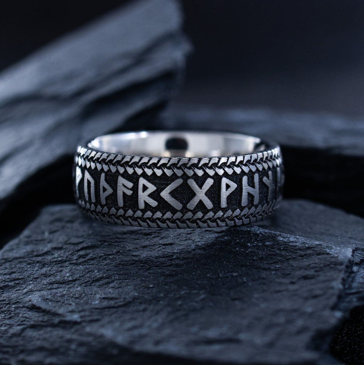 Titanium Norse Viking Rune Band, 8mm Ring