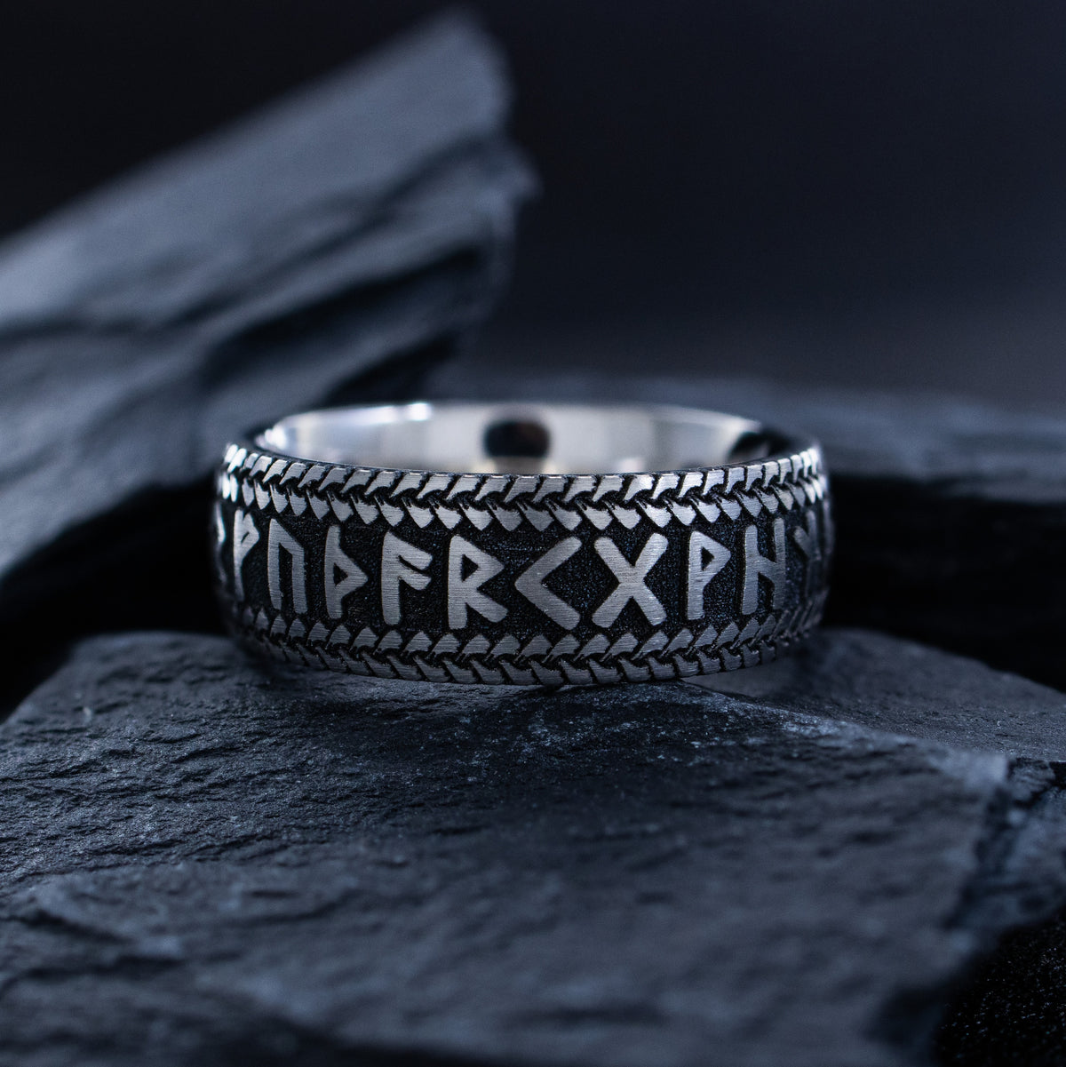Titanium Norse Viking Rune Band, 8mm Ring