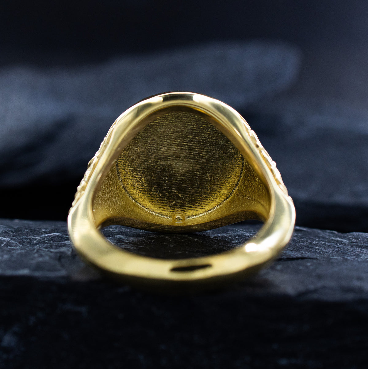 Solid 14k Yellow Gold Signet Ring with Celtic Dragon and Knotwork