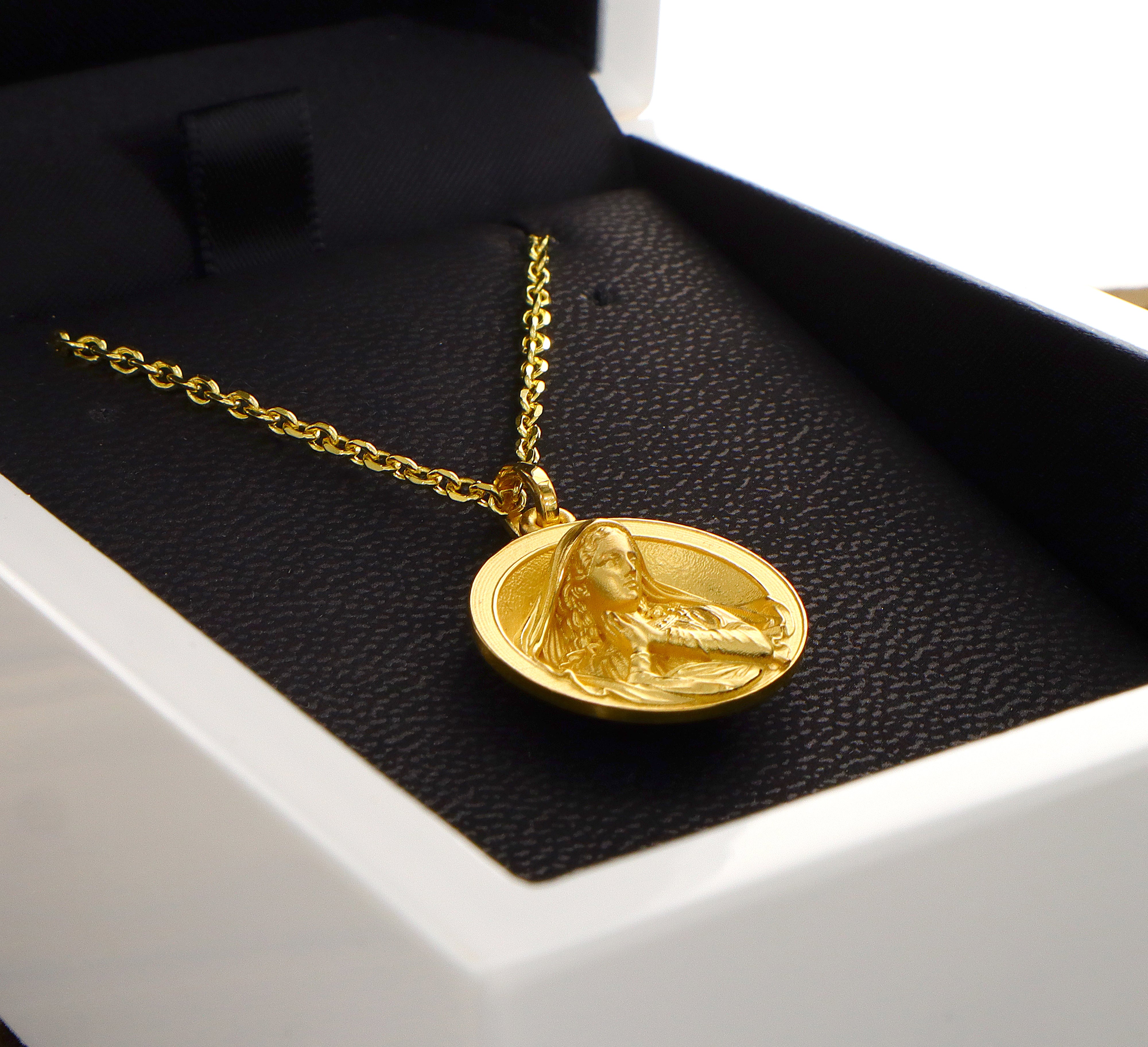 Solid 14k Gold Virgin Mary Pendant