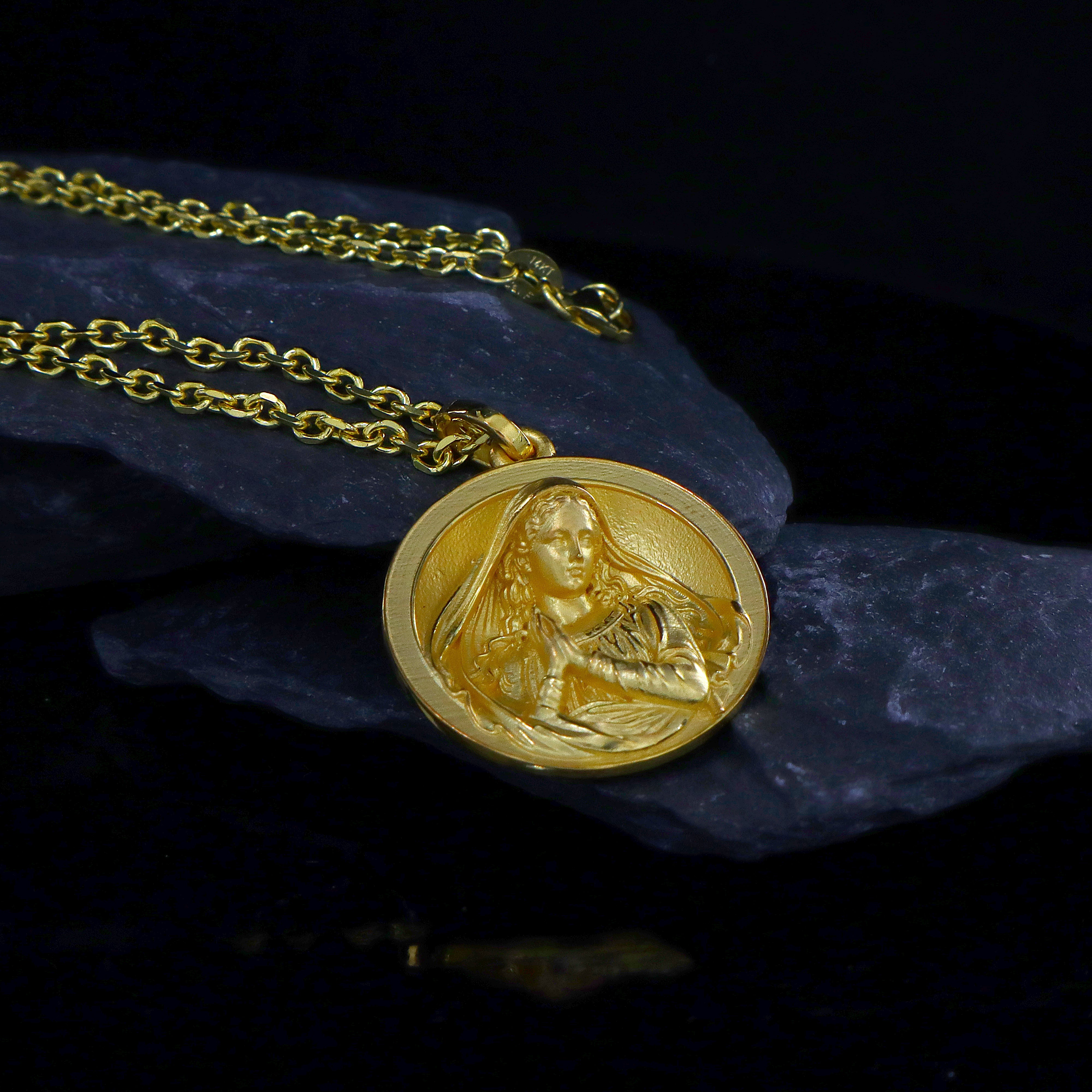 Solid 14k Gold Virgin Mary Pendant