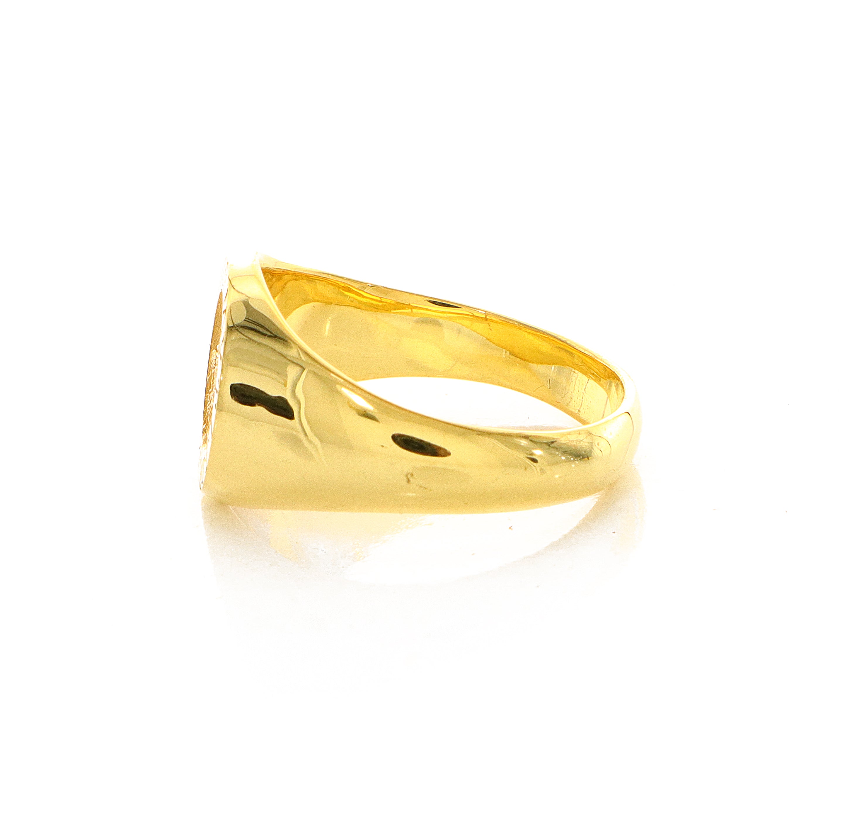 Knights Templar Wax Seal Signet Ring, 14k Solid Yellow Gold Ring with Two Knights On A Horse