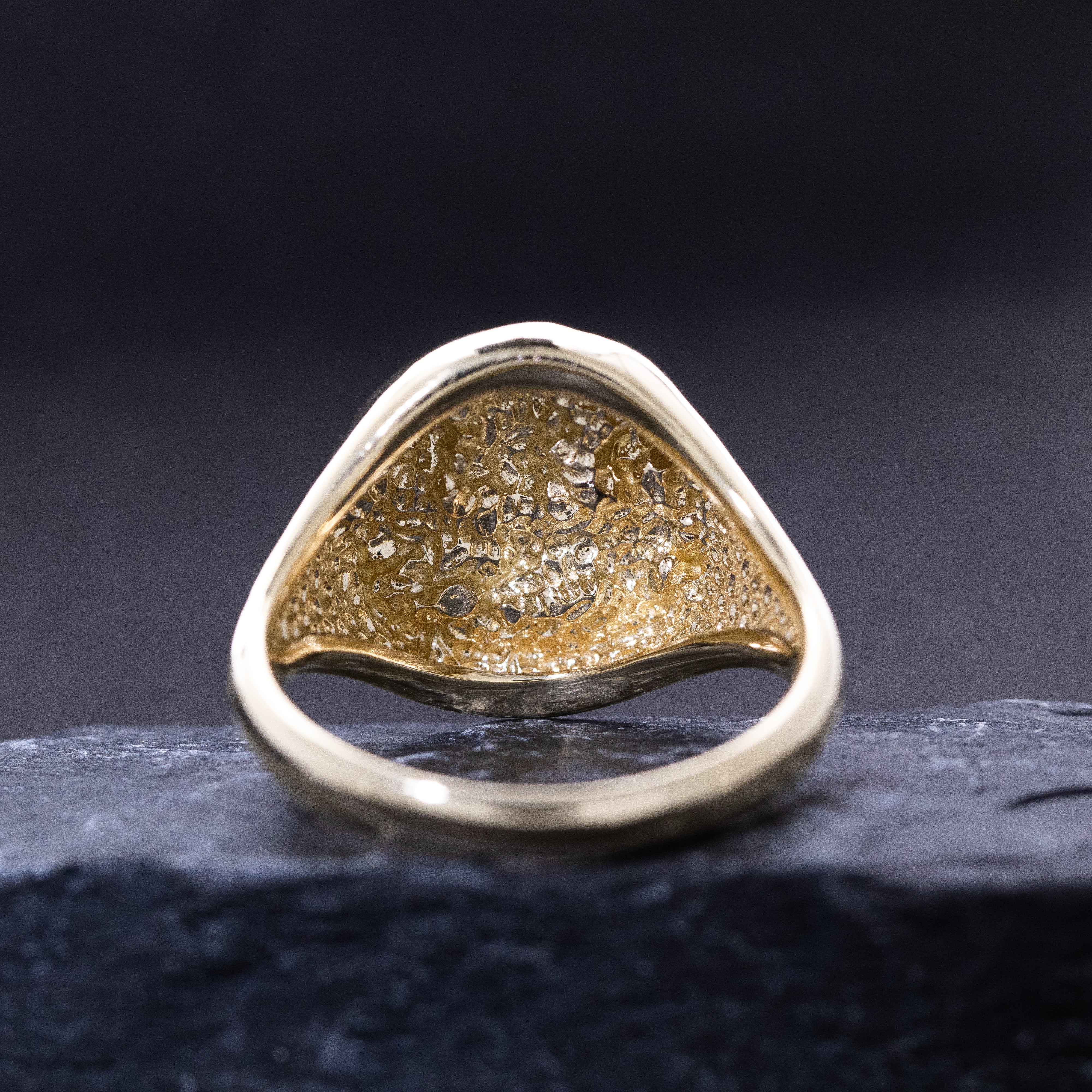 Solid 14k Yellow Gold Signet Ring with Ancient Greek People