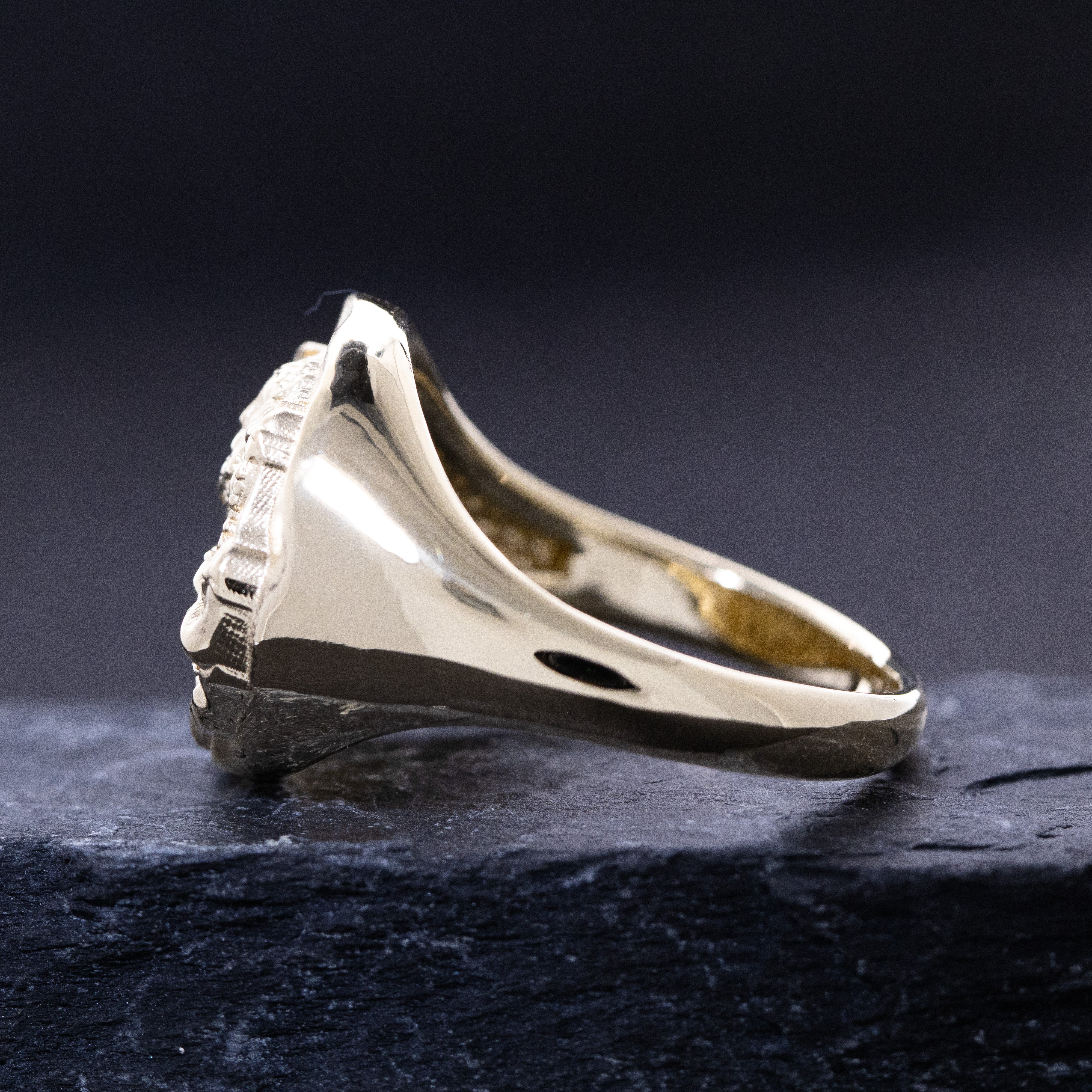 Solid 14k Yellow Gold Signet Ring with Ancient Greek People