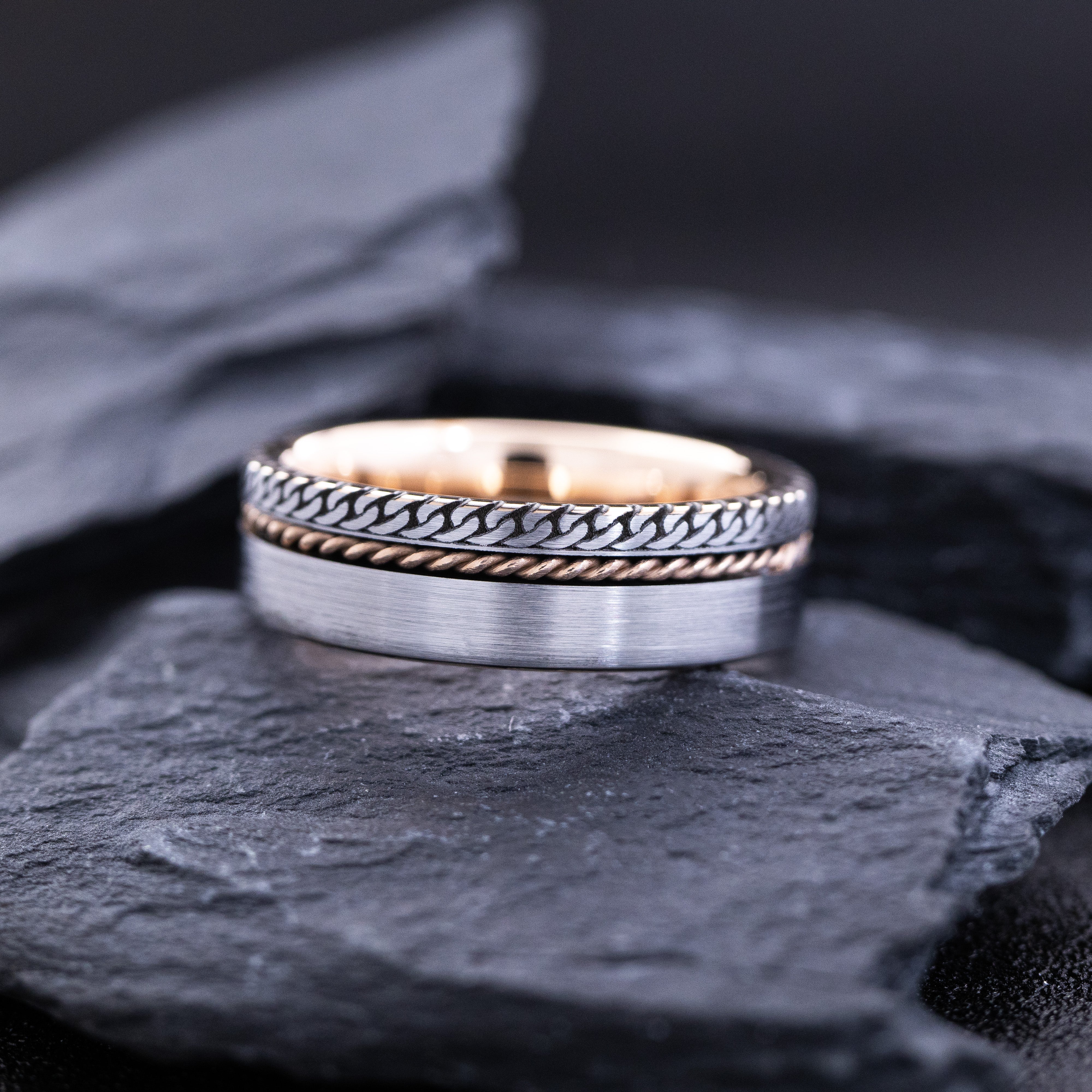 8mm Rose Gold Plated Tungsten Carbide Ring with Engraved Celtic Braid