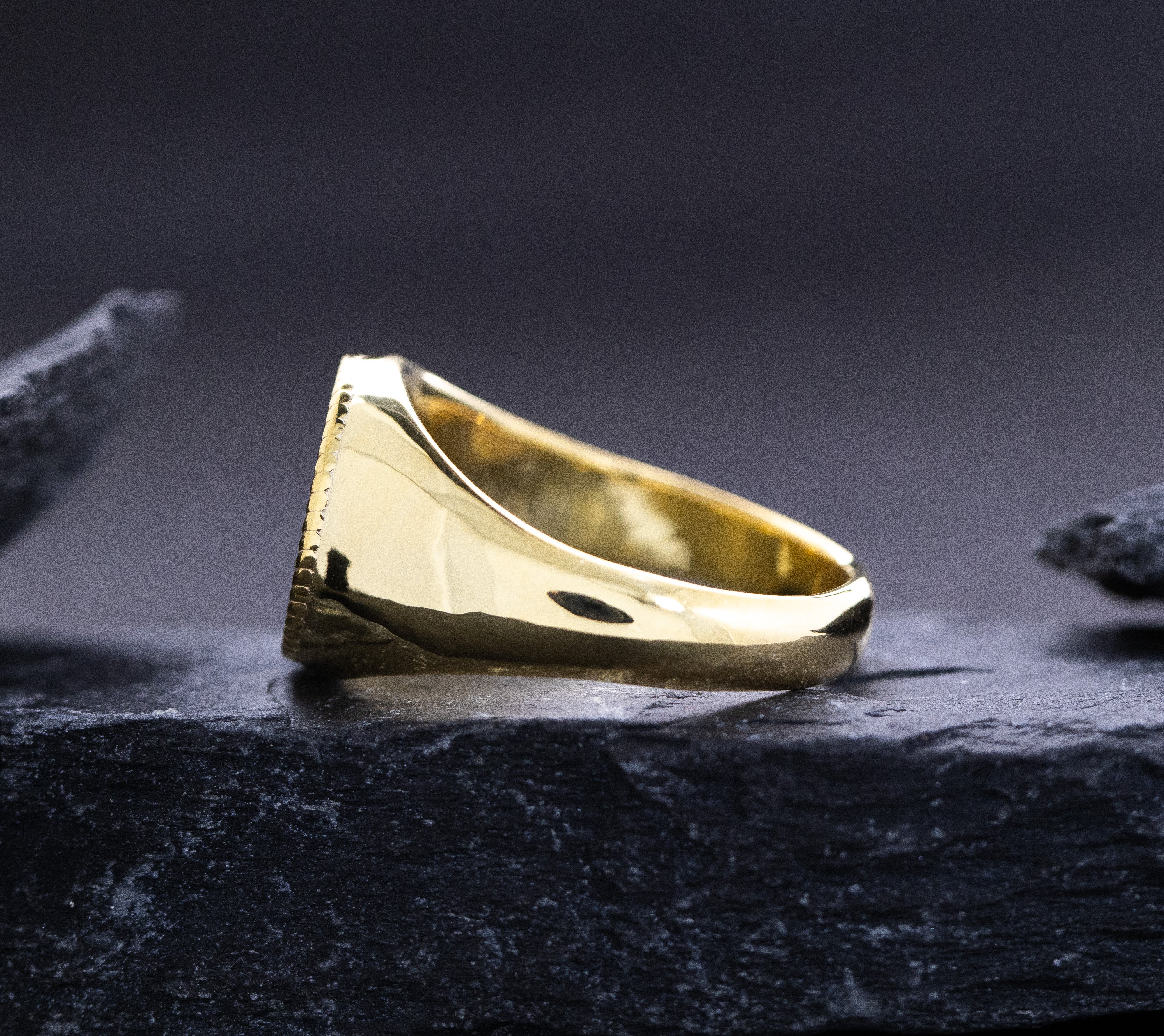 Renaissance Signet Ring, 14k Solid Yellow Gold Ring with Depiction of Roman Deities