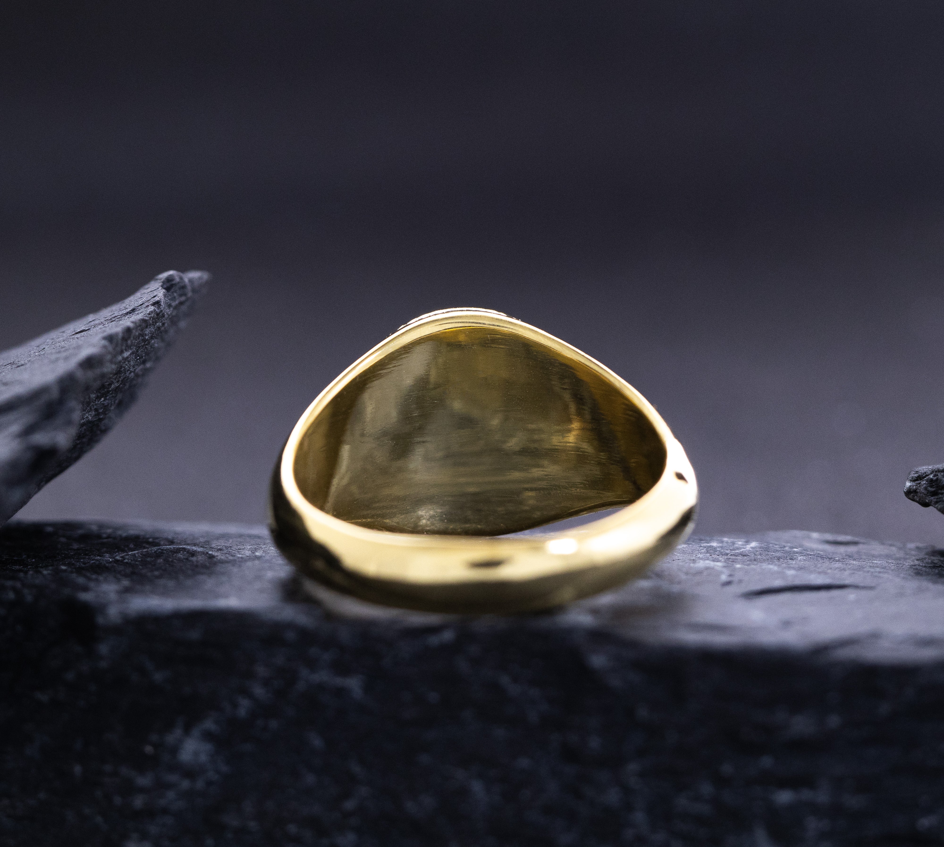 Renaissance Signet Ring, 14k Solid Yellow Gold Ring with Depiction of Roman Deities