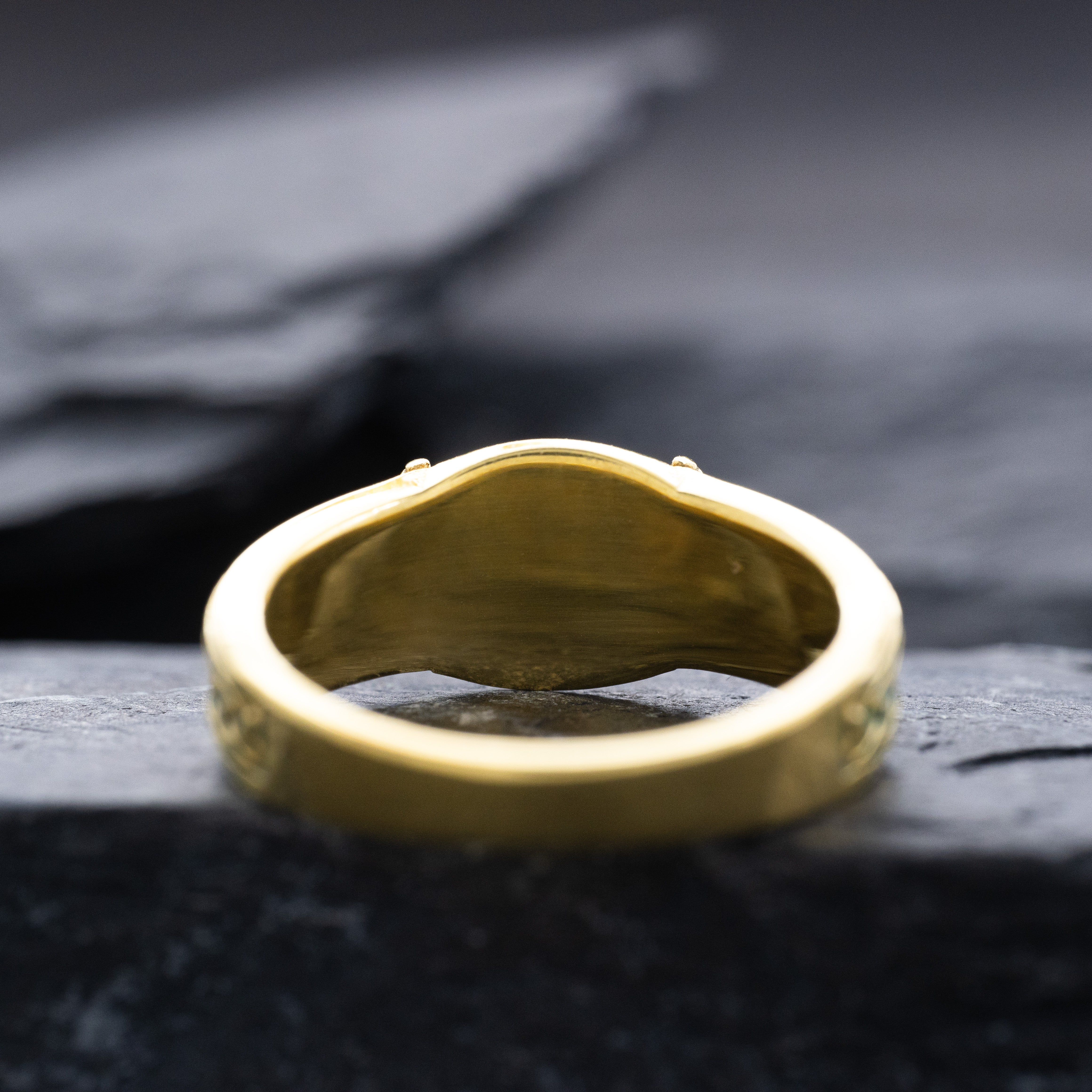 Norse Initial Signet Ring with Enamel, 14k Solid Yellow Gold Signet Ring