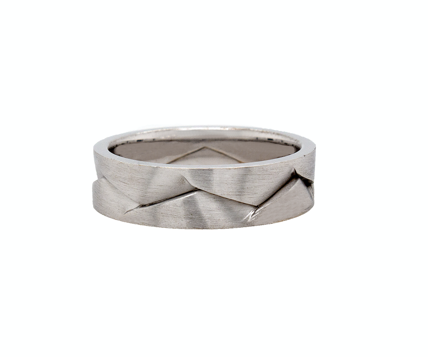 ring, ring on white, 8mm ring, white gold ring, solid gold ring, 3d ring, textured ring, cracked ring, geometric ring, mens ring, womens ring, modern ring