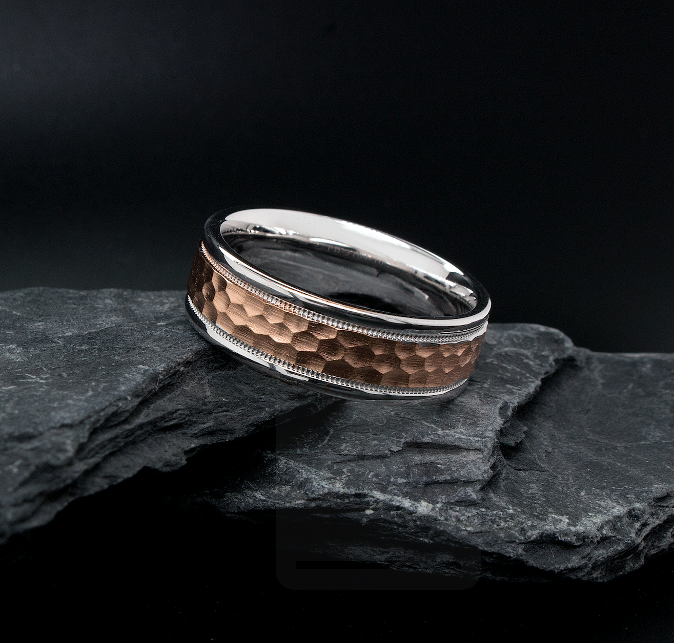 solid gold ring, white gold ring with rose gold, hammered gold ring, rose gold ring, milgrain ring, wedding band, mens wedding band, womens wedding band, gold ring, 8mm ring, 8mm gold ring, mens wedding band, unisex ring