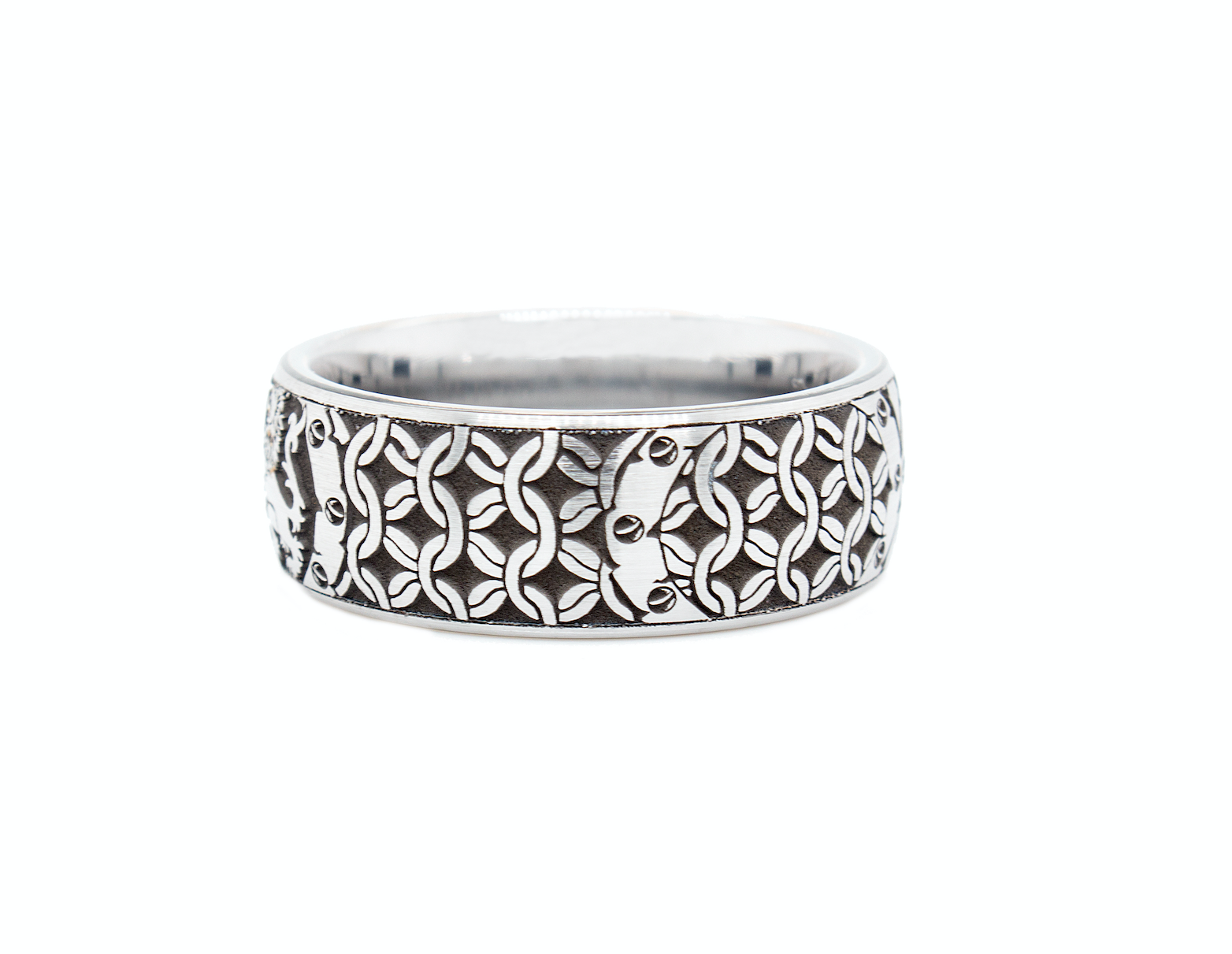 ring, ring with white background, mens rings, tungsten ring, custom ring, personalized ring, engraved ring, custom wedding band, shield, initial, ring with initial, lions, medieval designs