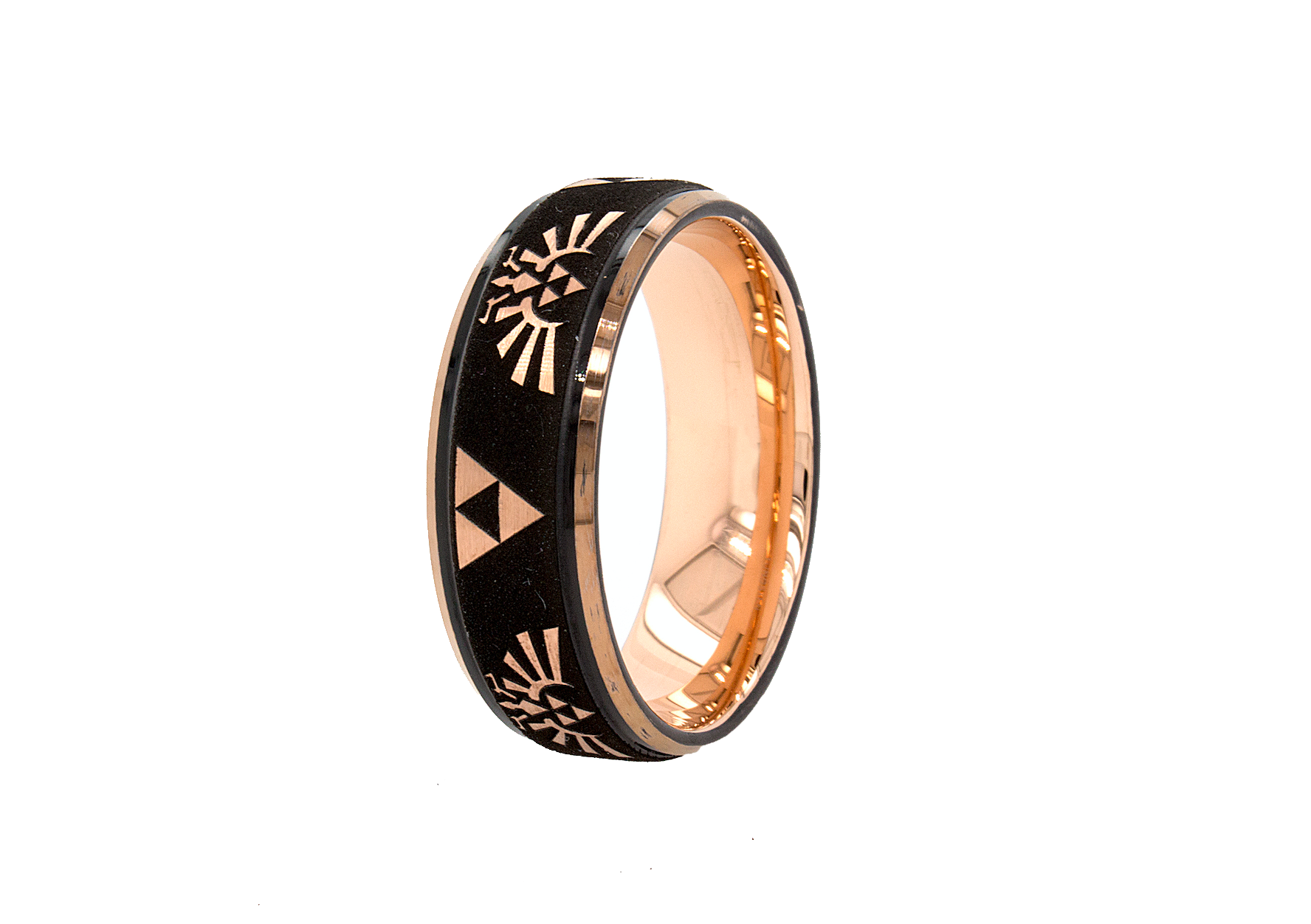 rose gold plated ring, tungsten ring, wedding band, zelda ring, videogame ring, mens wedding band, personalized ring
