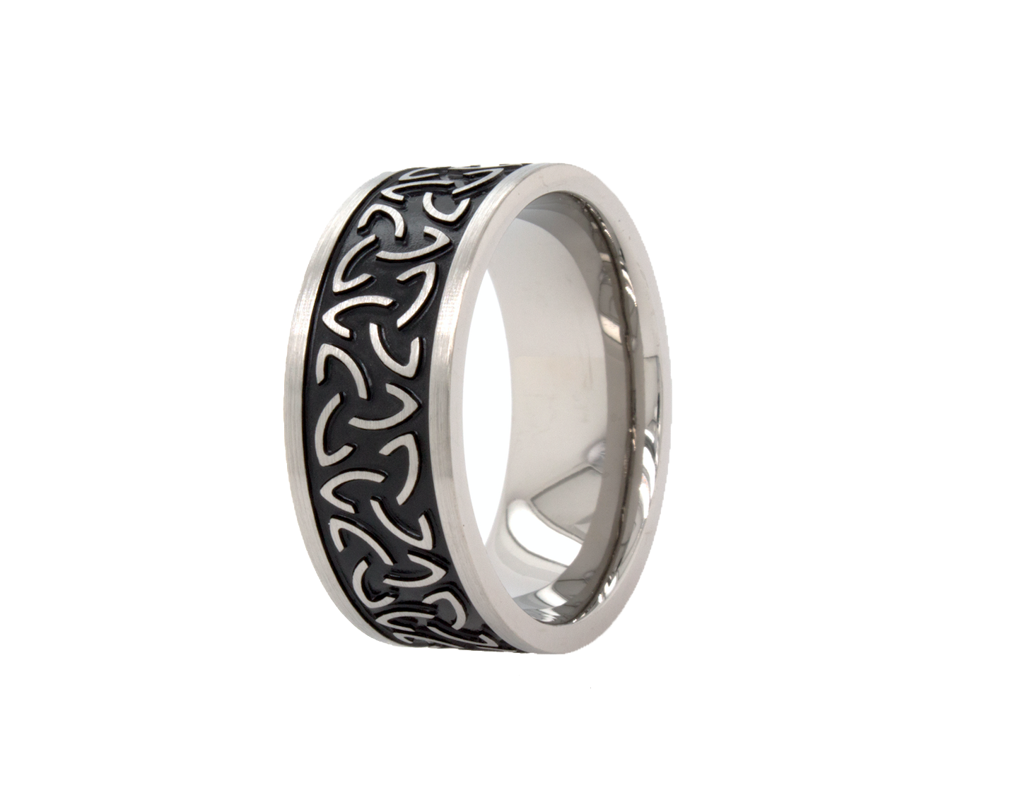ring, ring with white background, titanium ring, engraved ring, ring with engraving, custom engraved ring, celtic knot ring, 8mm ring