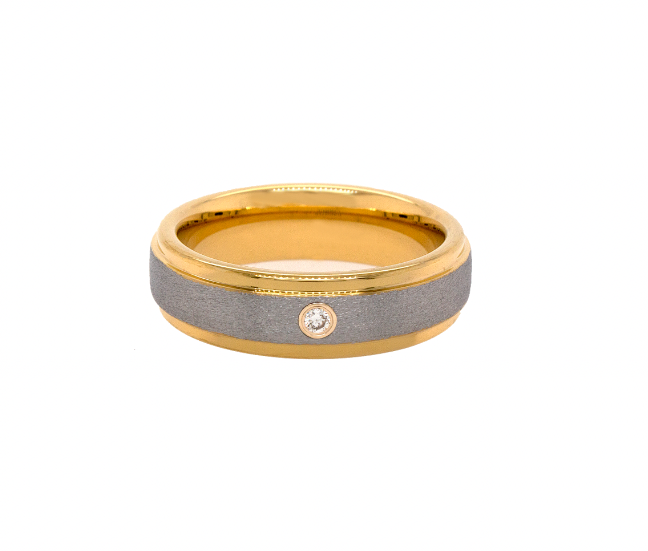 ring, ring on white background, mens ring, women's ring, wedding band, mens wedding band, women's wedding band, 6mm ring, 6mm tungsten ring, yellow gold plated ring, matte ring, diamond ring, thin ring