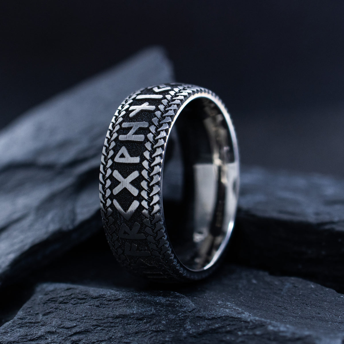 Titanium Norse Viking Rune Band, 8mm Ring