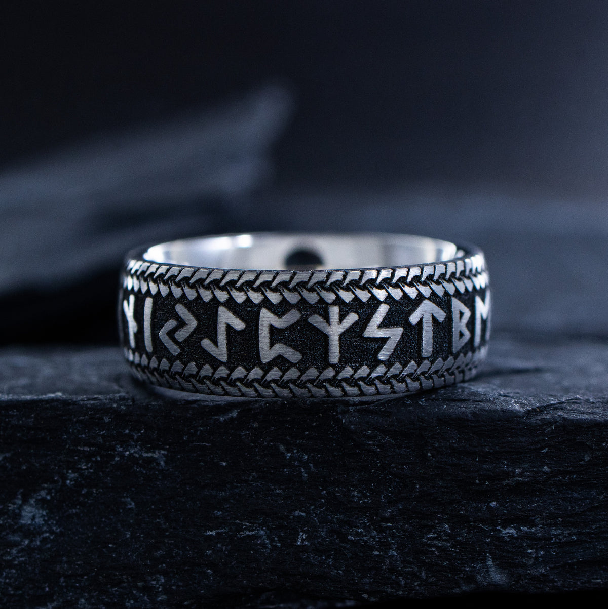 Titanium Norse Viking Rune Band, 8mm Ring