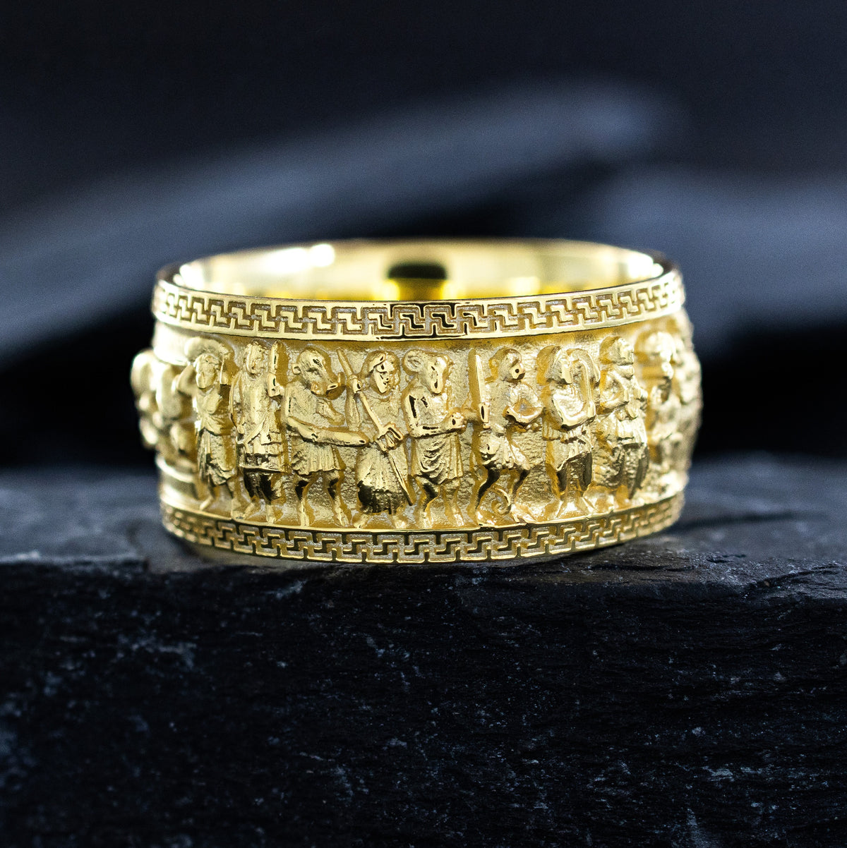 Greco Buddhist Solid 14k and 18k Yellow Gold Band