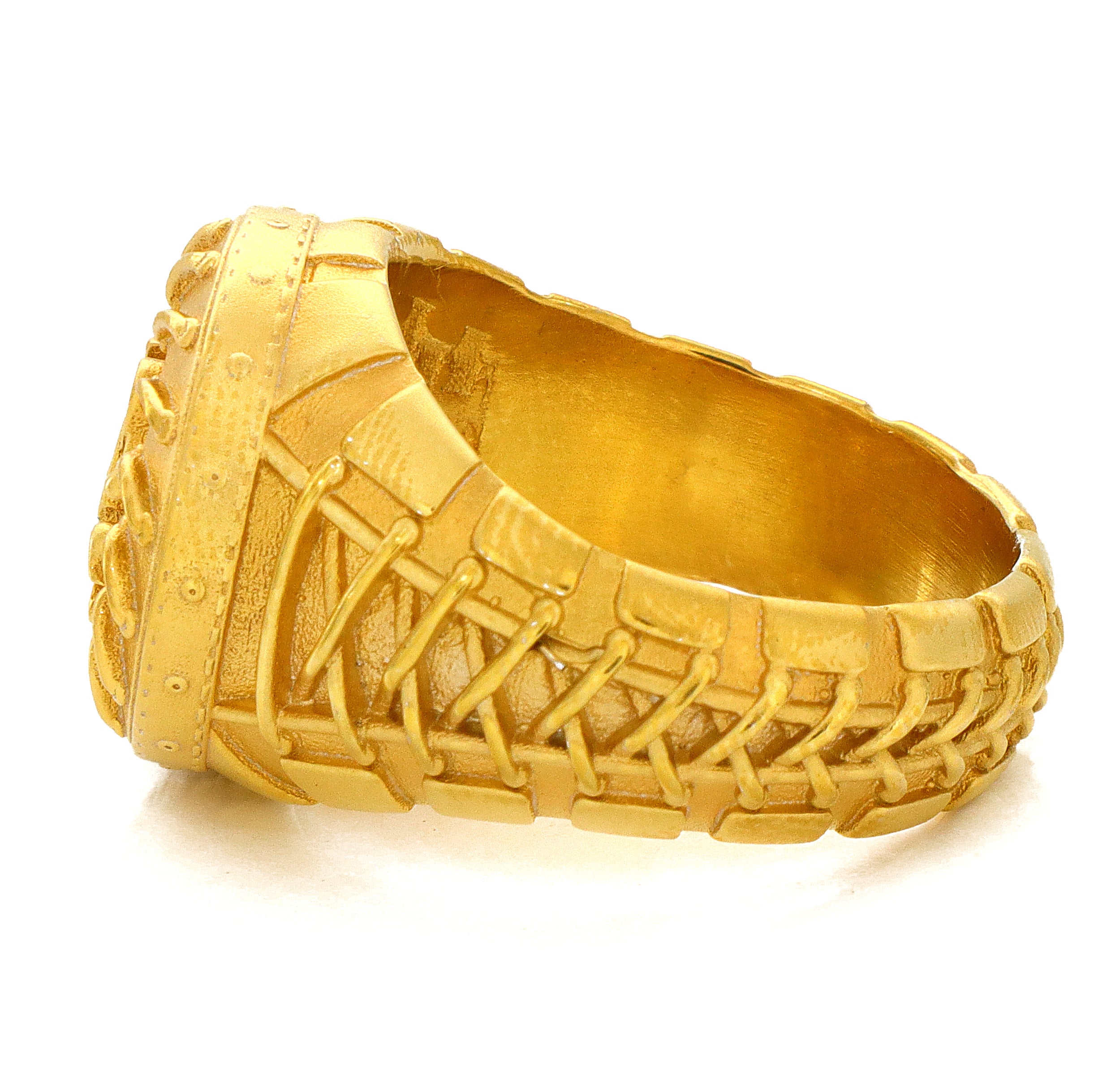 Solid 14k Yellow Gold Signet Belt Ring with Custom Monogram