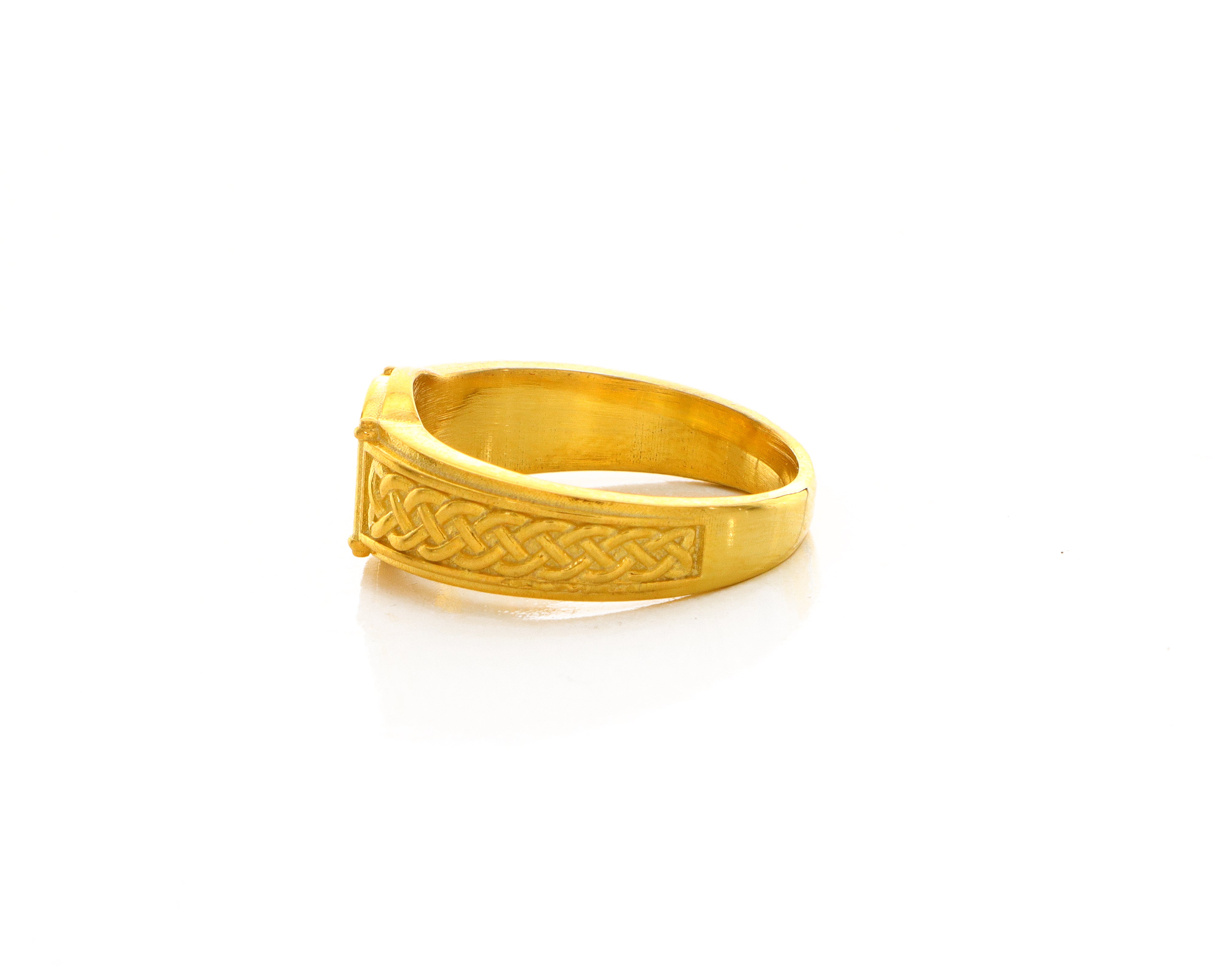 Celtic Triskelion with Braids, 14k Solid Yellow Gold Signet Ring
