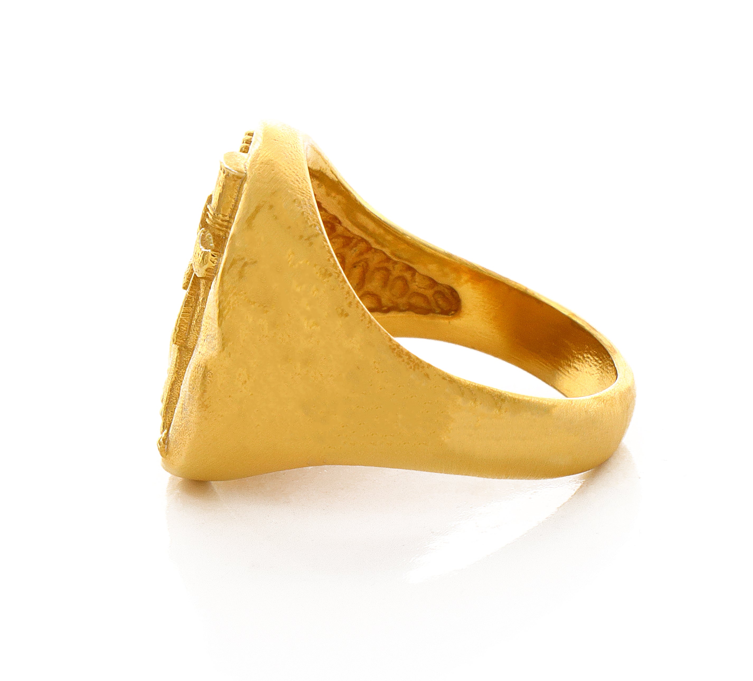 Solid 14k Yellow Gold Signet Ring with Persian Gopaitioshah