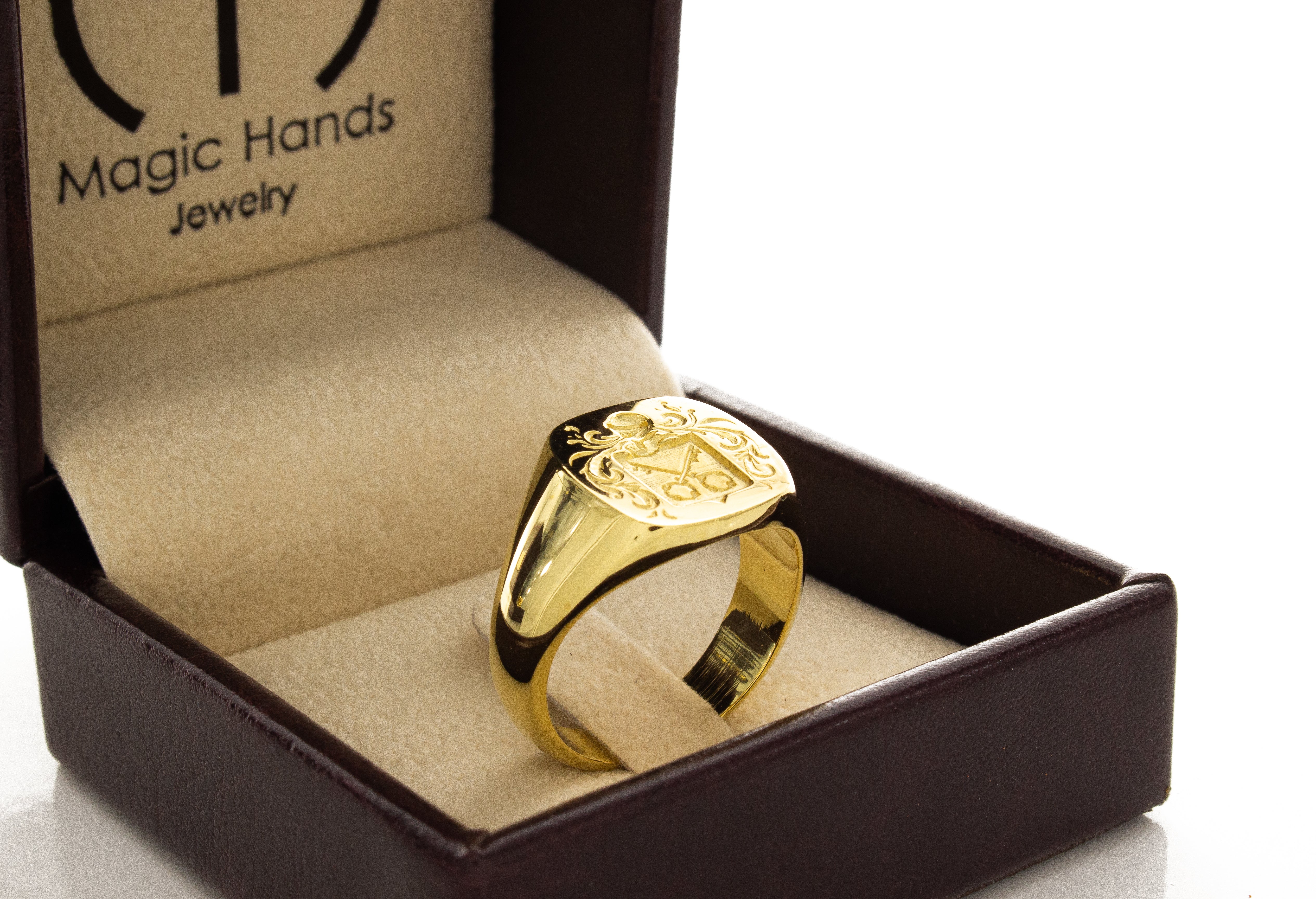 Make Your Own Family Crest Wax Seal Signet Ring, 14k Solid Yellow Gold Ring