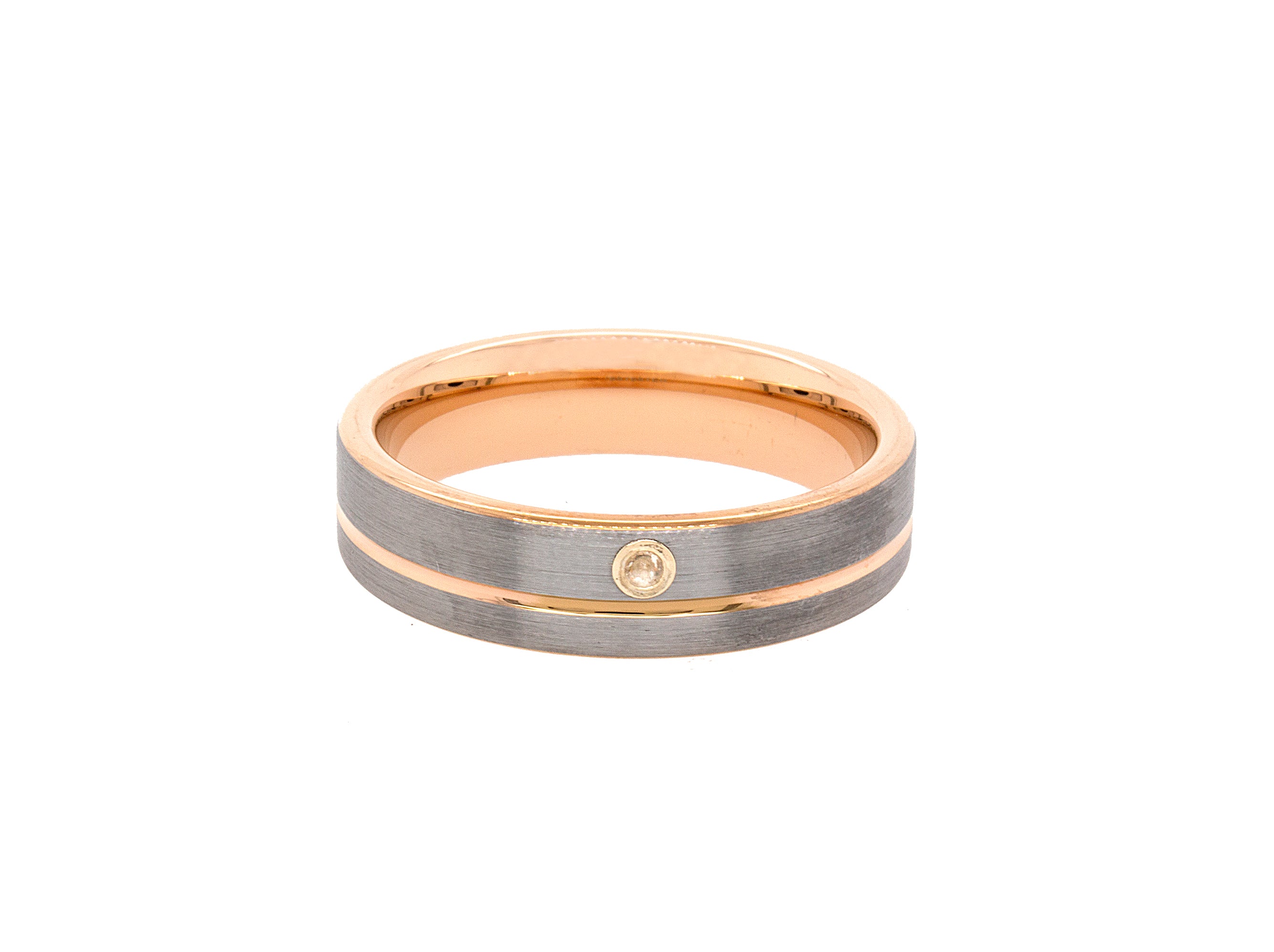 ring, ring on white background, rose gold ring, rose gold plated ring, tungsten ring, diamond ring, gemstone ring, diamond wedding band, mens wedding band, women's wedding band, unisex ring, 6mm ring, 6mm tungsten ring