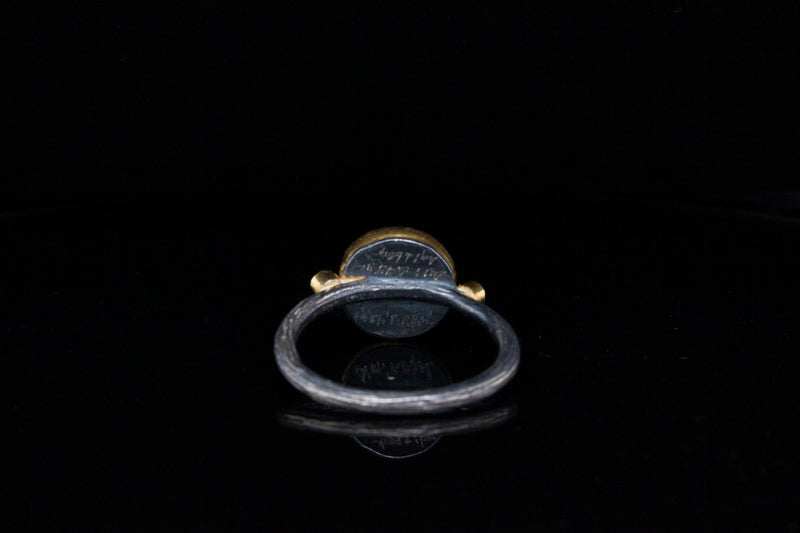 24k Gold and Silver Handmade Ring Featuring Athena with Diamonds