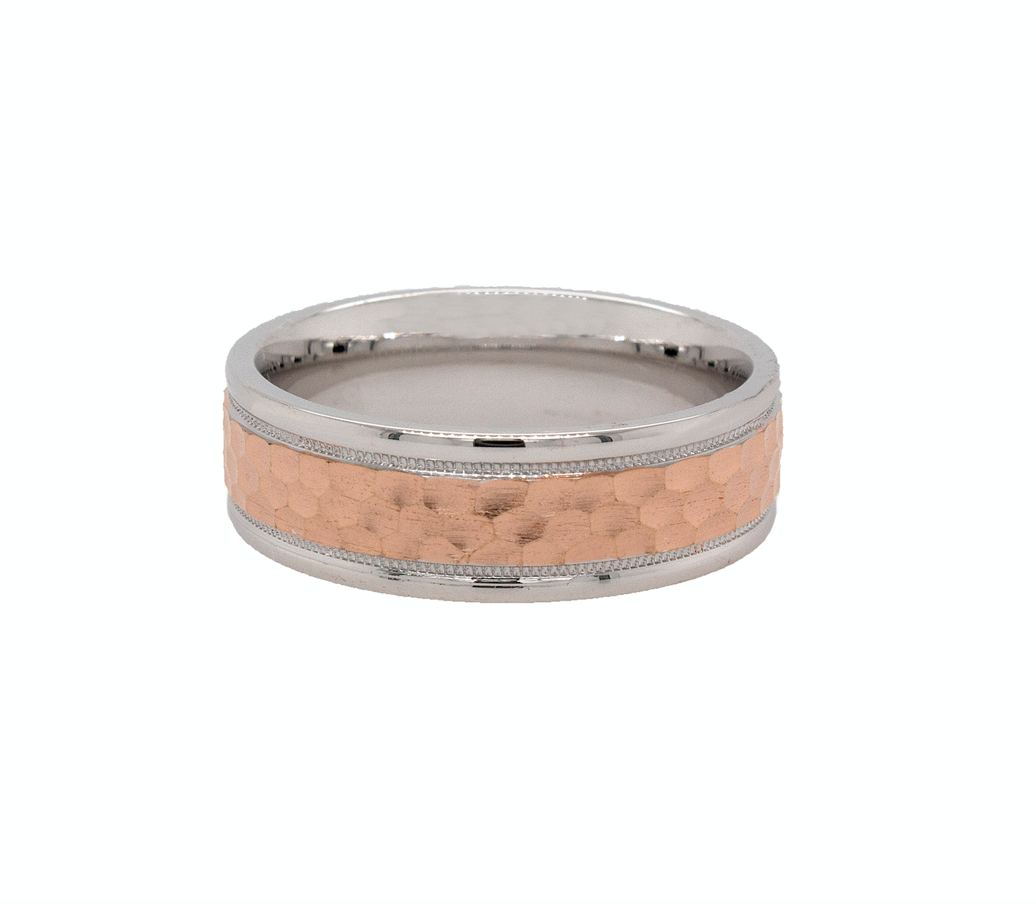 solid gold ring, white gold ring with rose gold, hammered gold ring, rose gold ring, milgrain ring, wedding band, mens wedding band, womens wedding band, gold ring, 8mm ring, 8mm gold ring, mens wedding band, unisex ring