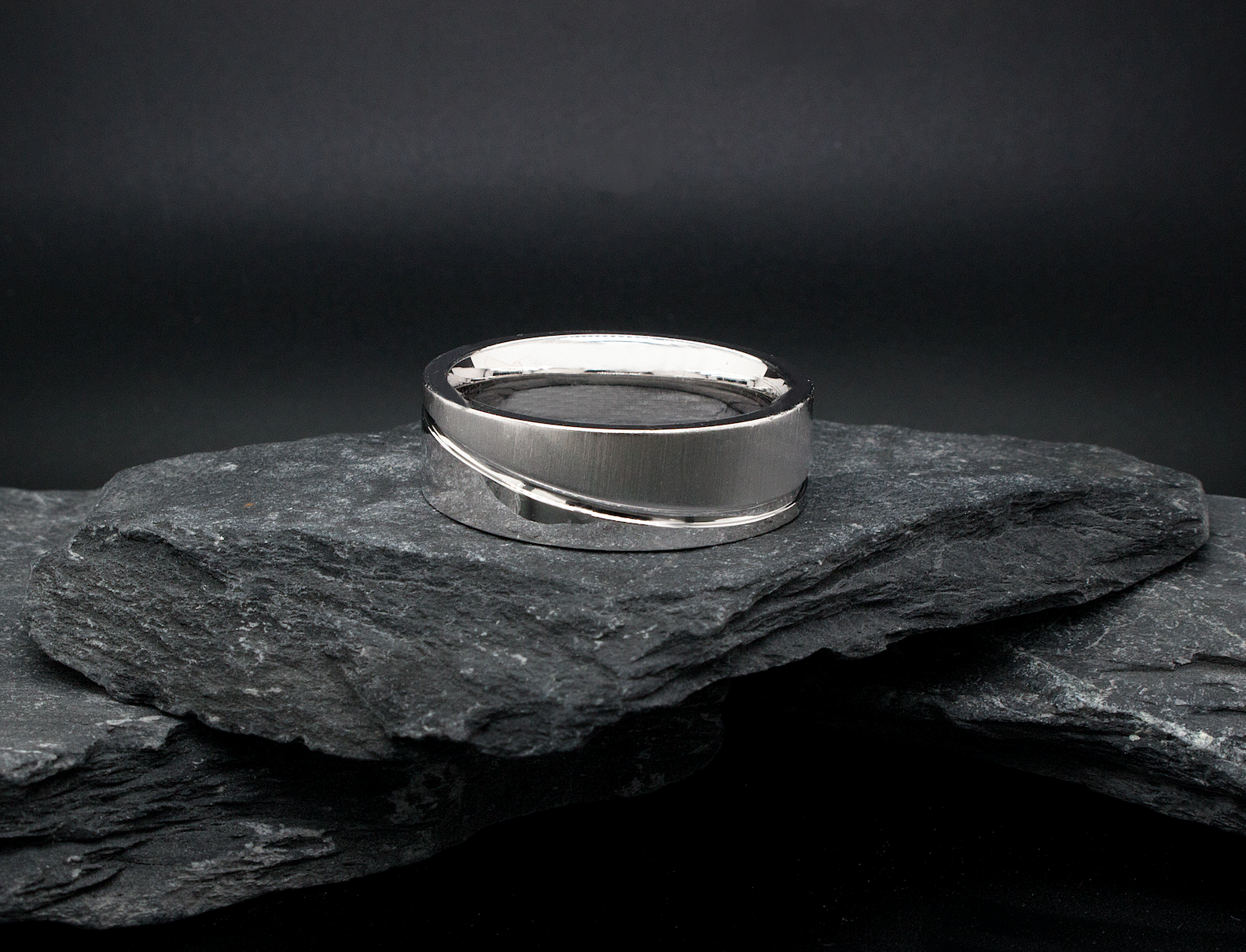 ring, ring on white background, 8mm ring, flat shape ring, grooved ring, curved groove, polished ring, brushed ring, mens wedding band, womens wedding band, promise ring, silver color ring