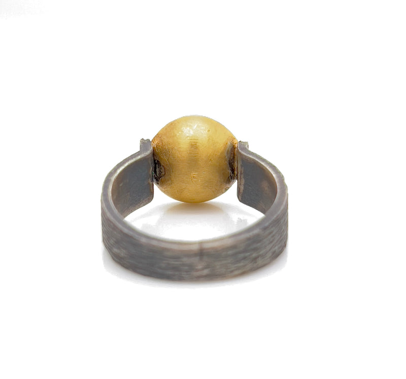 24k Gold and Silver Handmade Ring Featuring a Roman Amphora With Diamonds