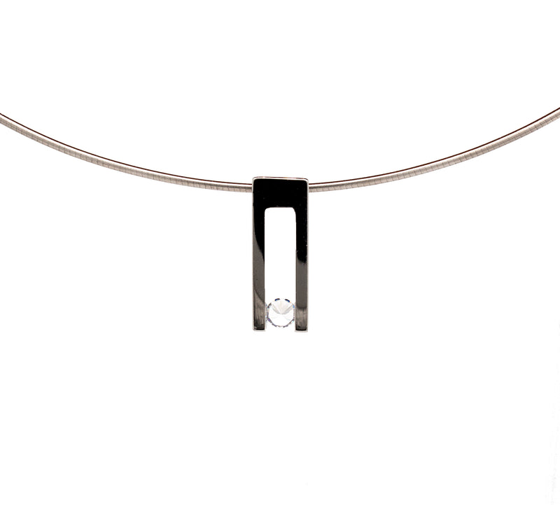 necklace, pendant, rectangle pendant, alternative diamond, diamond necklace, hollow rectangle, modern jewelry, modern pendant, stainless steel necklace