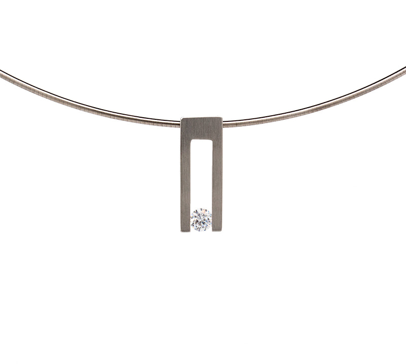 necklace, pendant, rectangle pendant, alternative diamond, diamond necklace, hollow rectangle, modern jewelry, modern pendant, stainless steel necklace