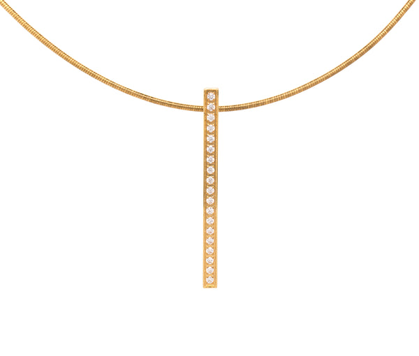 yellow gold pendant, pendant, necklace, yellow gold plated necklace, bar necklace, vertical bar necklace, coil chain, yellow gold plated necklace, alternative diamond necklace, modern necklace, unisex necklace