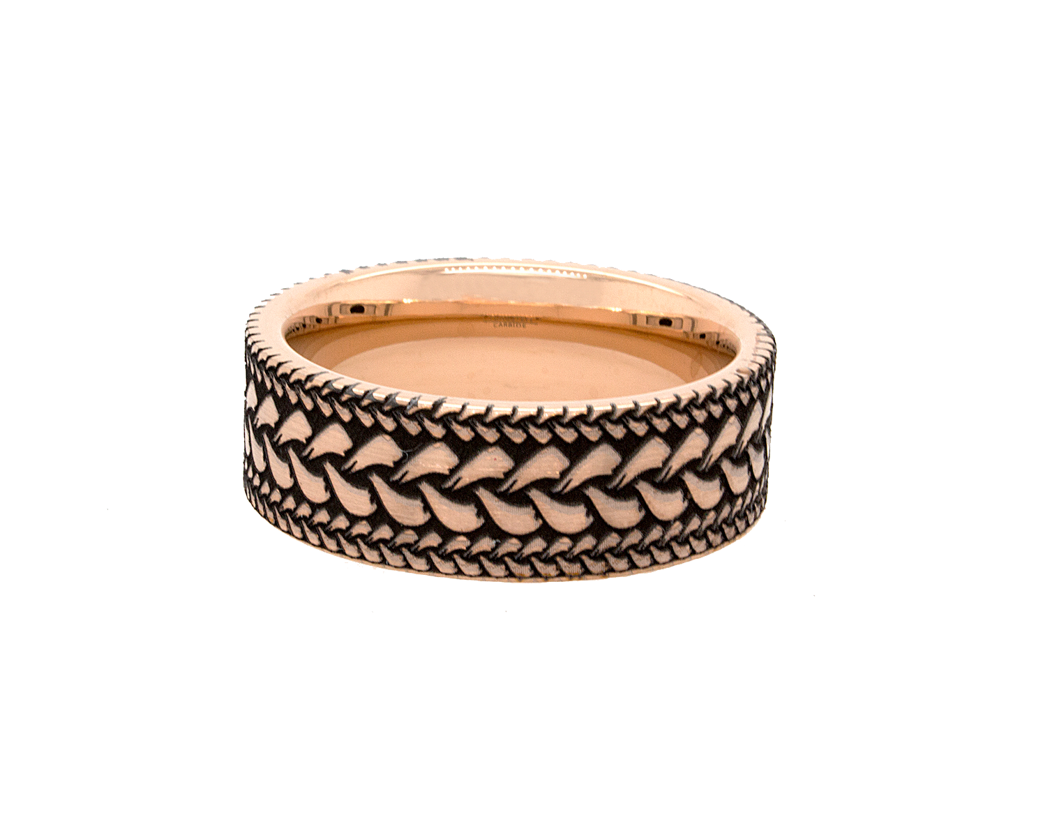 ring, ring on white background, rose gold ring, rose gold plated ring, engraved ring, custom wedding band, brushed engraving, brushed strokes, textured ring, mens wedding band